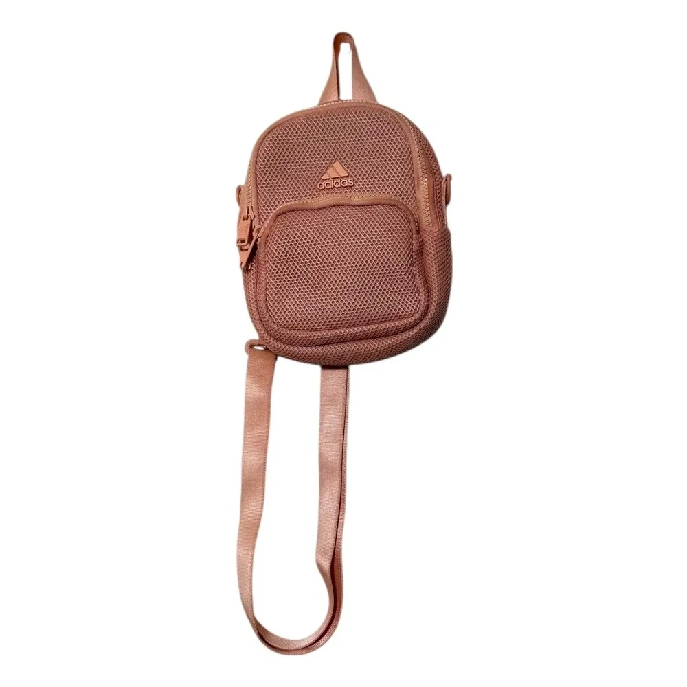 Adidas Air-Mesh Mini Backpack Pink Rose Sporty Adjustable Strap Small Bag Womens - Picture 3 of 9